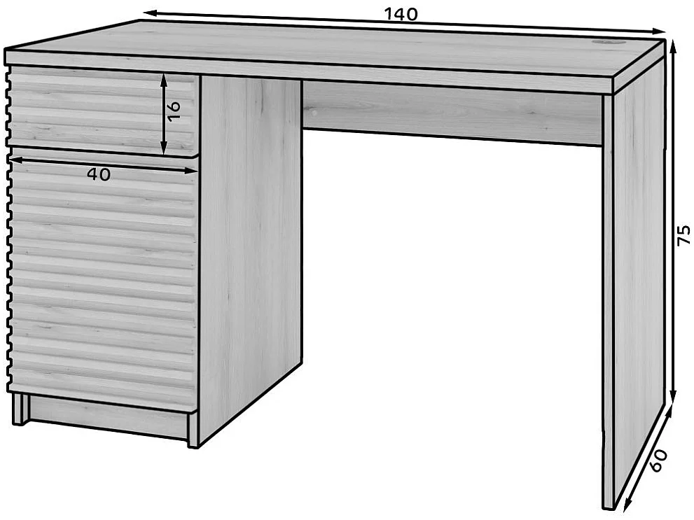 Bureau en bois ARITA – 120 ou 140cm – Chêne artisan-Largeur 140 cm