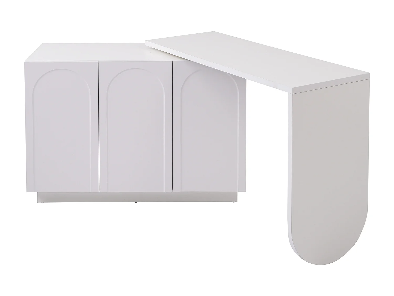 Scrivania angolare allungabile con piano girevole, scrivania con 3 ante, in MDF bianco - 110x40x75cm