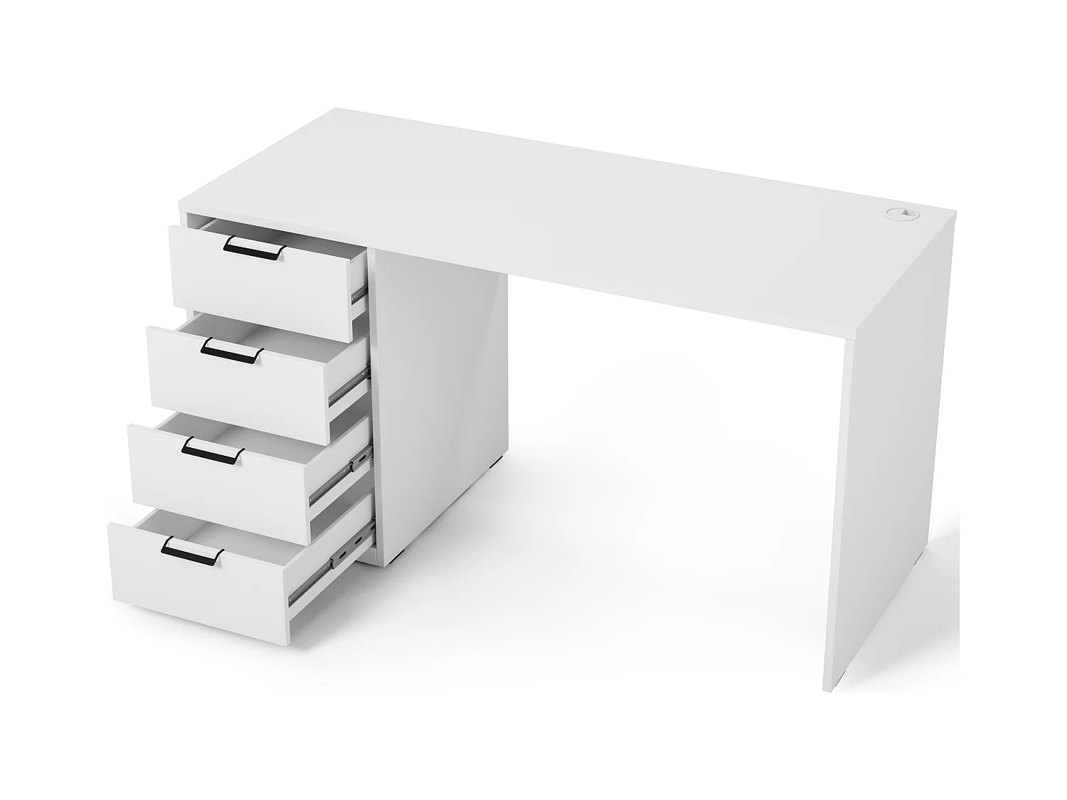 Bureau AROLD – 120 ou 140cm – Blanc mat ou bois Naturel-Blanc-Largeur 140 cm