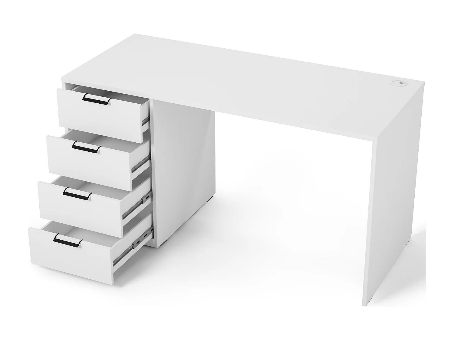 Bureau AROLD – 120 ou 140cm – Blanc mat ou bois Naturel-Blanc-Largeur 140 cm