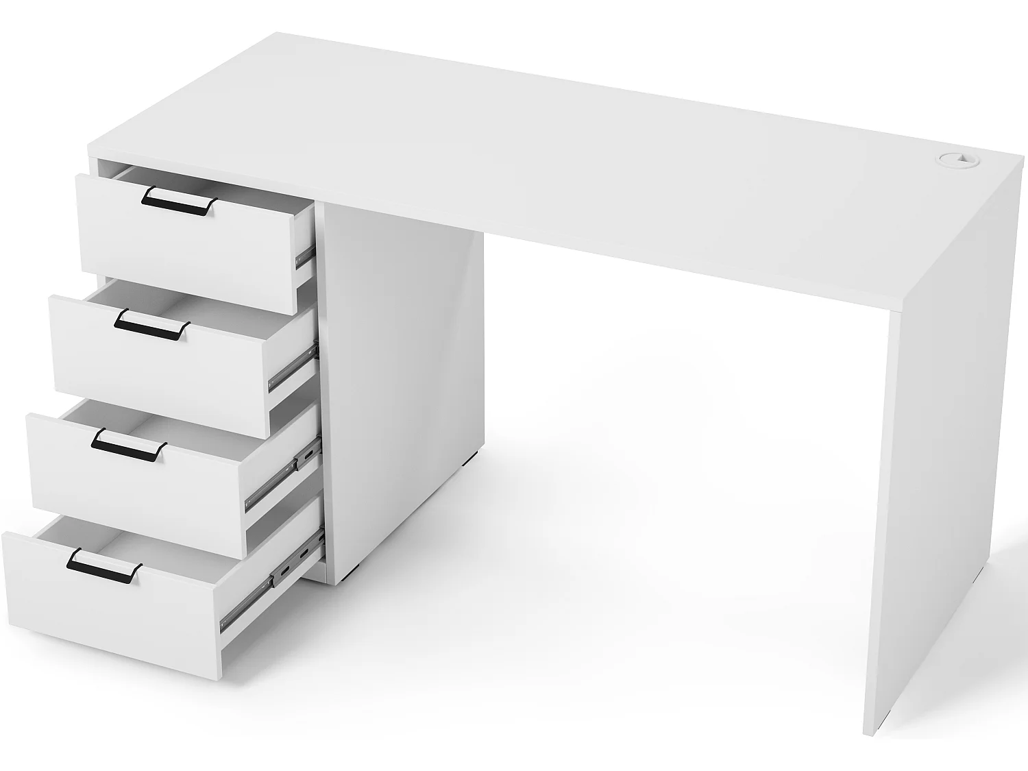 Bureau AROLD – 120 ou 140cm – Blanc mat ou bois Naturel-Blanc-Largeur 140 cm