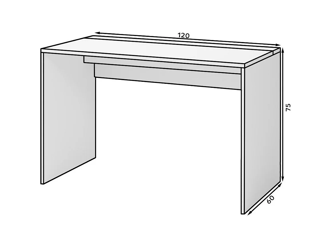 Bureau KAZY – 120 ou 140cm – Blanc ou Noir Mat-Noir-Largeur 120 cm