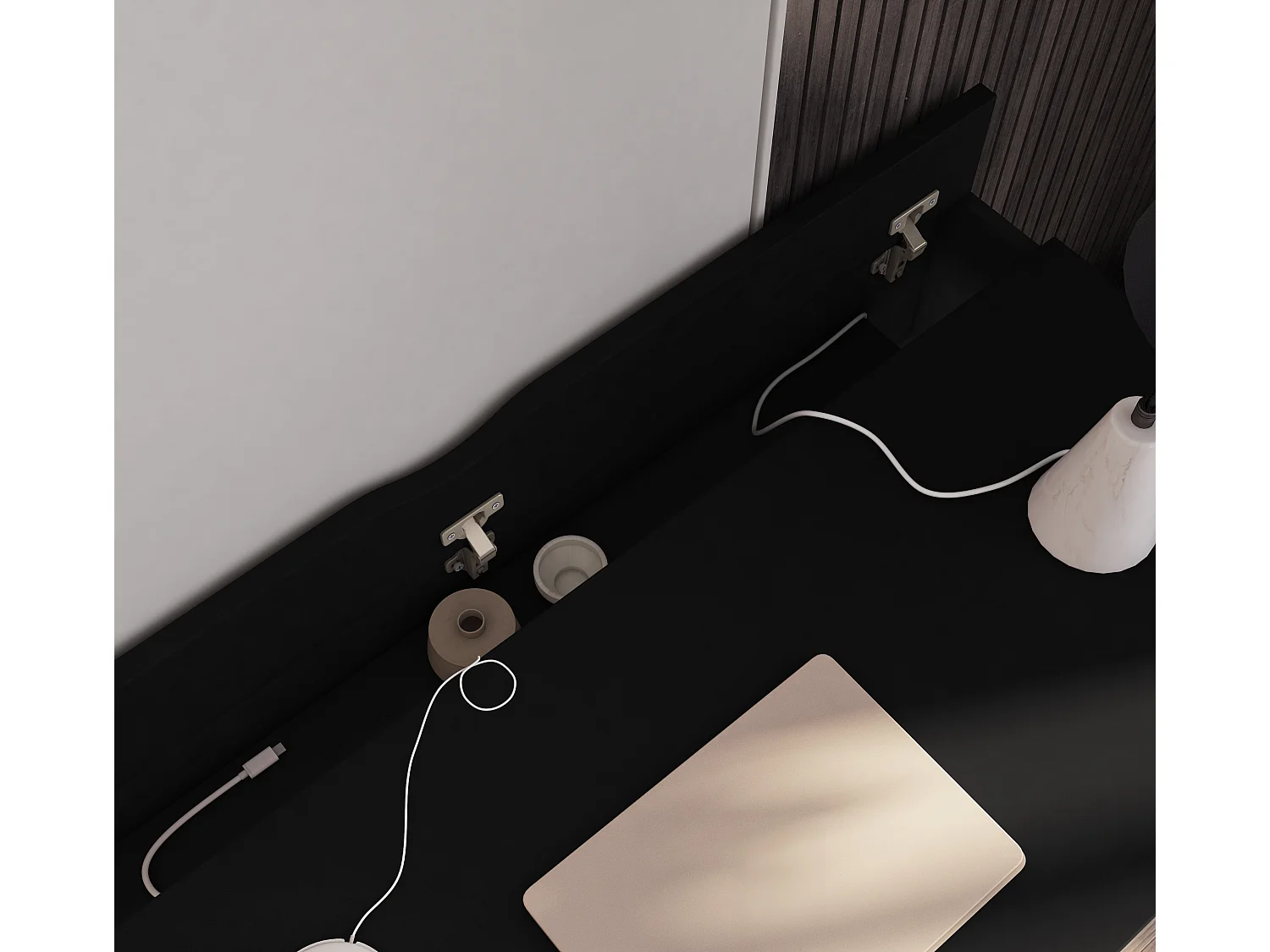 Bureau KAZY – 120 ou 140cm – Blanc ou Noir Mat-Noir-Largeur 120 cm