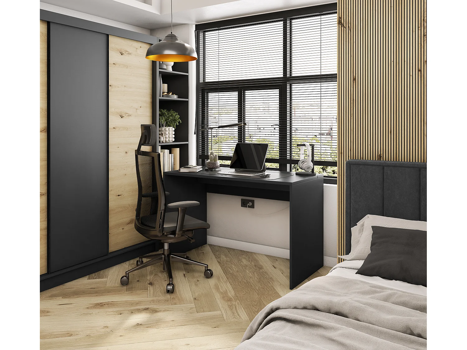 KAZY bureau – 120 of 140 cm – Wit of Mat Zwart-Kleur Zwart-Breedte 120 cm