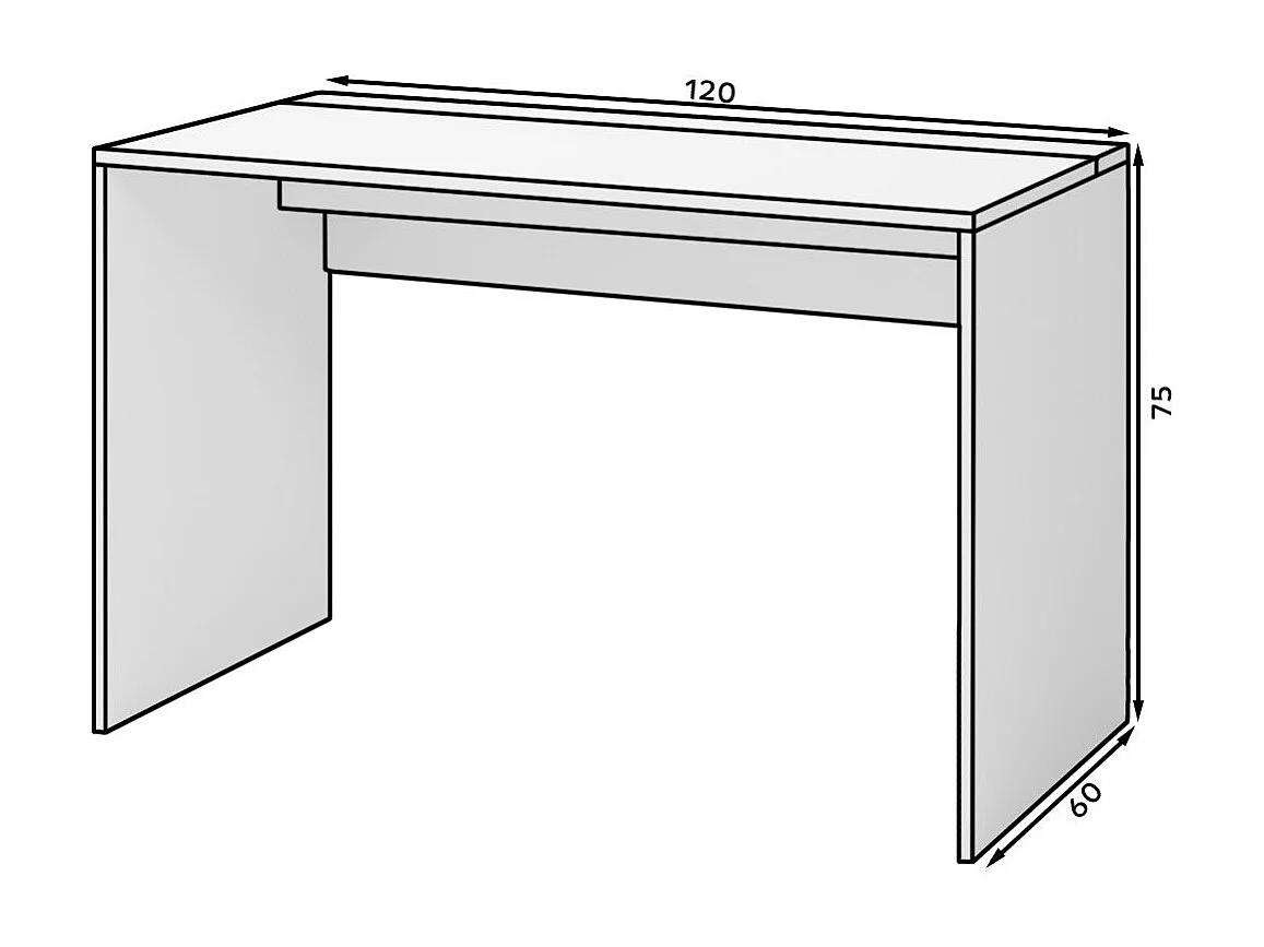 KAZY bureau – 120 of 140 cm – Wit of Mat Zwart-Kleur Zwart-Breedte 120 cm
