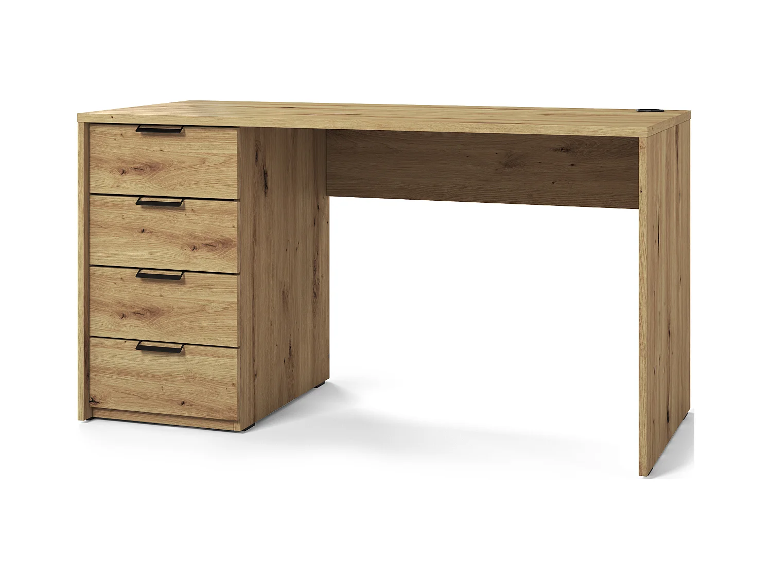 Bureau AROLD – 120 ou 140cm – Blanc mat ou bois Naturel-Beige-Largeur 140 cm