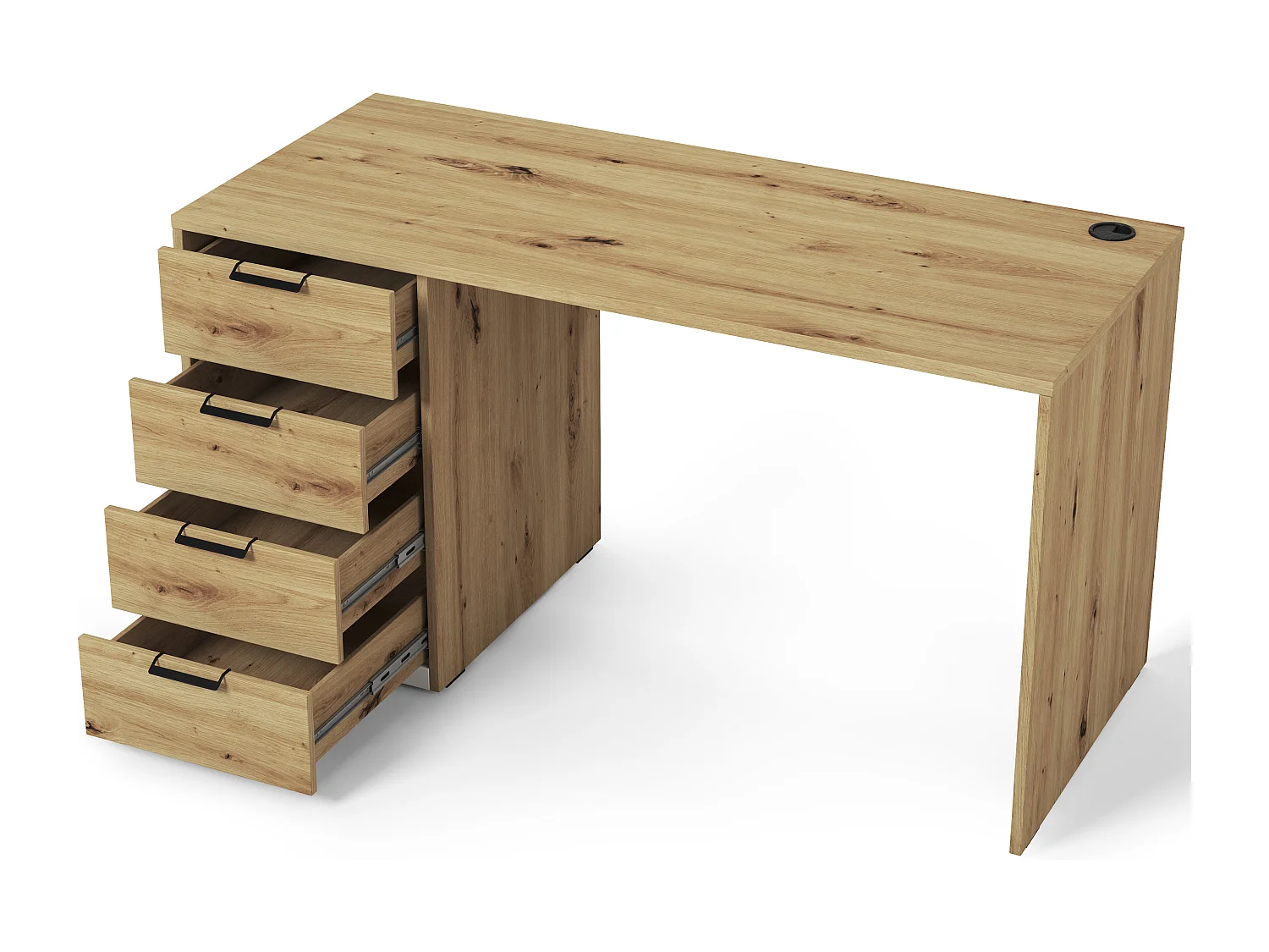 AROLD bureau – 120 of 140 cm – Mat wit of natuurlijk hout-Kleur Beige-Breedte 140cm