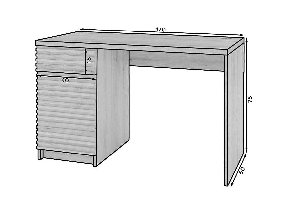Bureau en bois ARITA – 120 ou 140cm – Chêne artisan-Largeur 120 cm