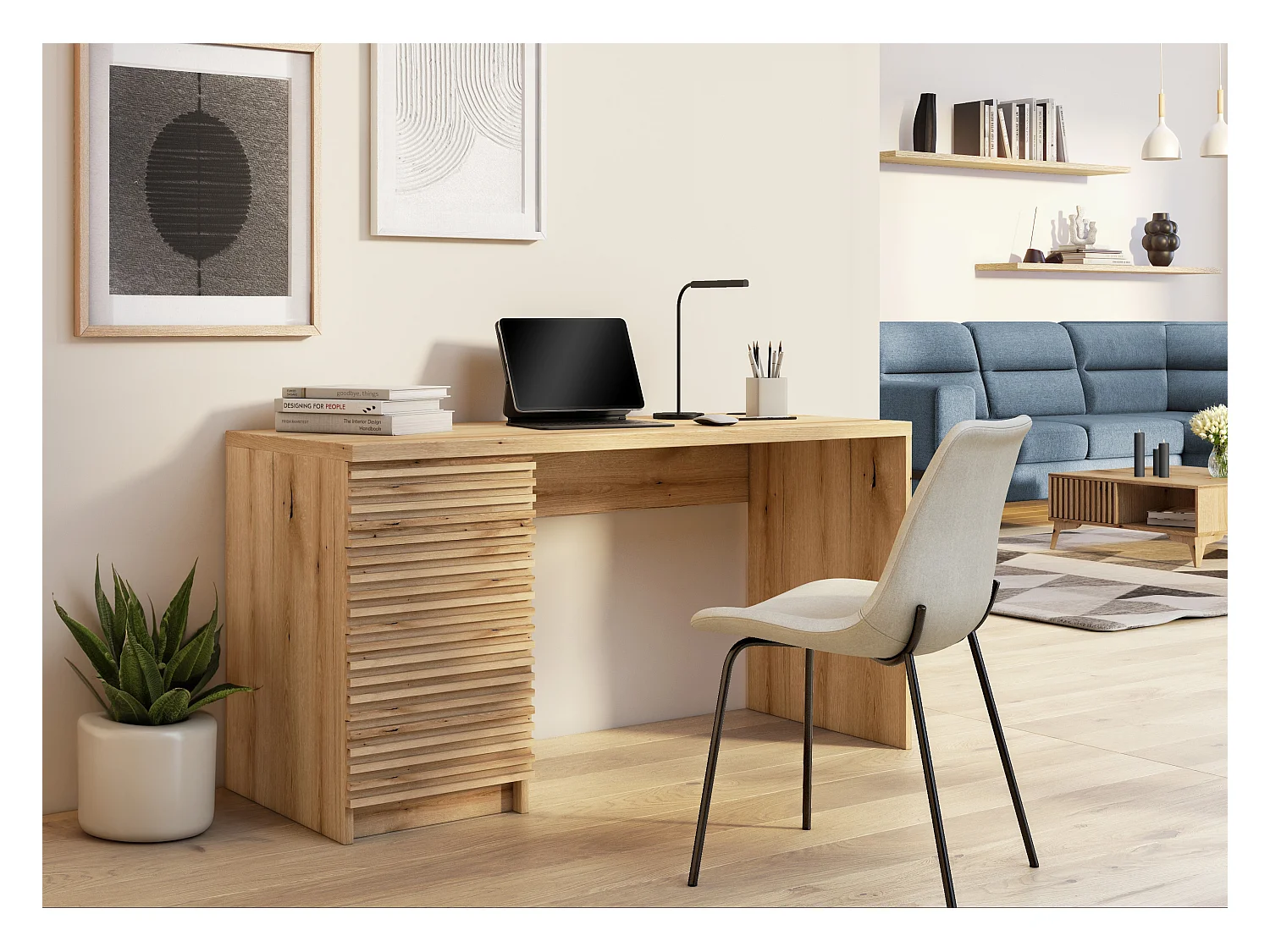 Bureau en bois ARITA – 120 ou 140cm – Chêne artisan-Largeur 120 cm