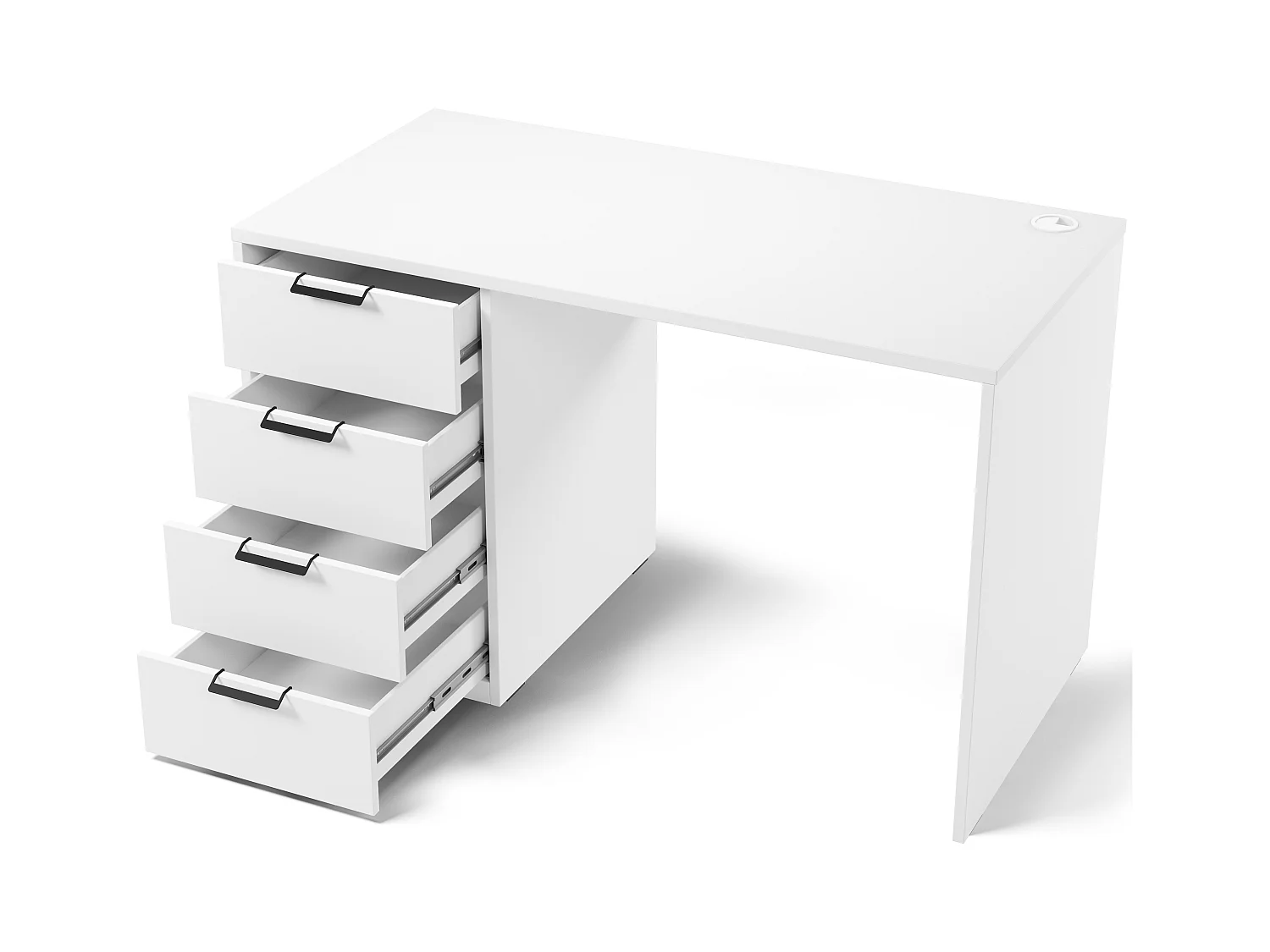 Bureau AROLD – 120 ou 140cm – Blanc mat ou bois Naturel-Blanc-Largeur 120 cm