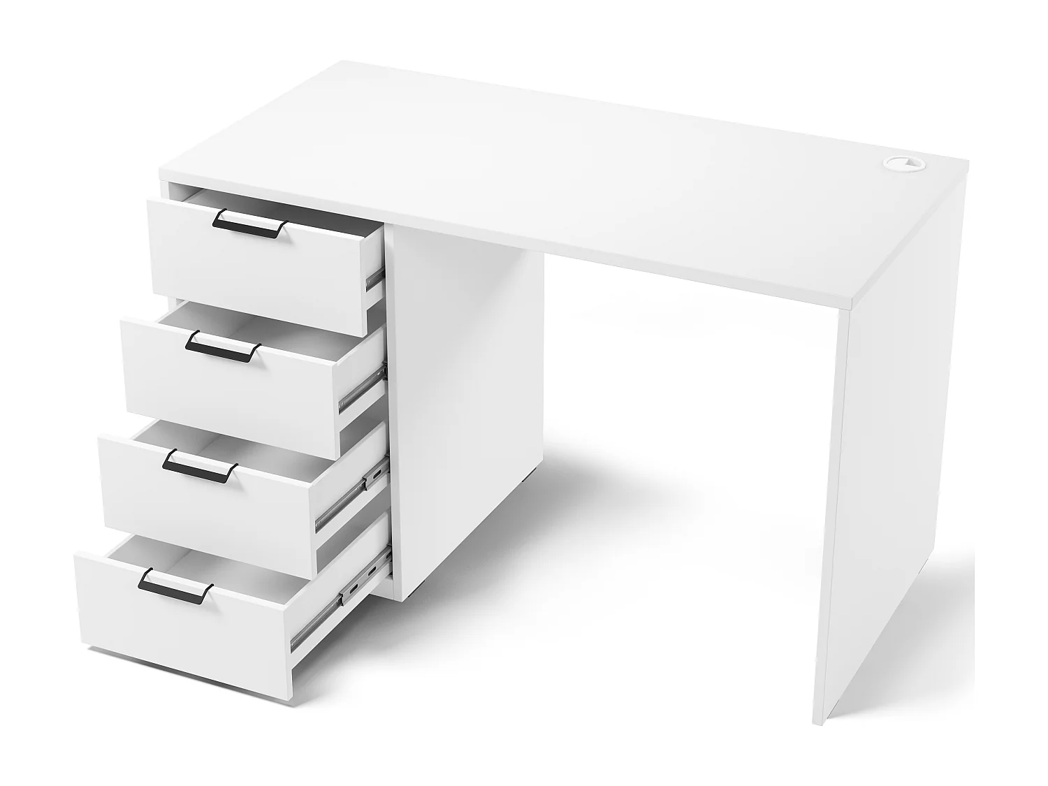 Bureau AROLD – 120 ou 140cm – Blanc mat ou bois Naturel-Blanc-Largeur 120 cm