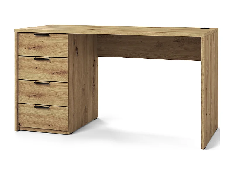 Bureau AROLD – 120 ou 140cm – Blanc mat ou bois Naturel-Beige-Largeur 120 cm