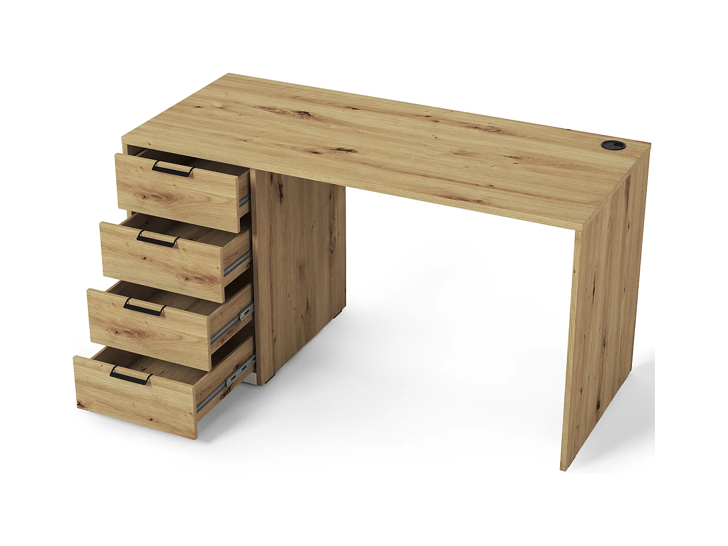 Bureau AROLD – 120 ou 140cm – Blanc mat ou bois Naturel-Beige-Largeur 120 cm