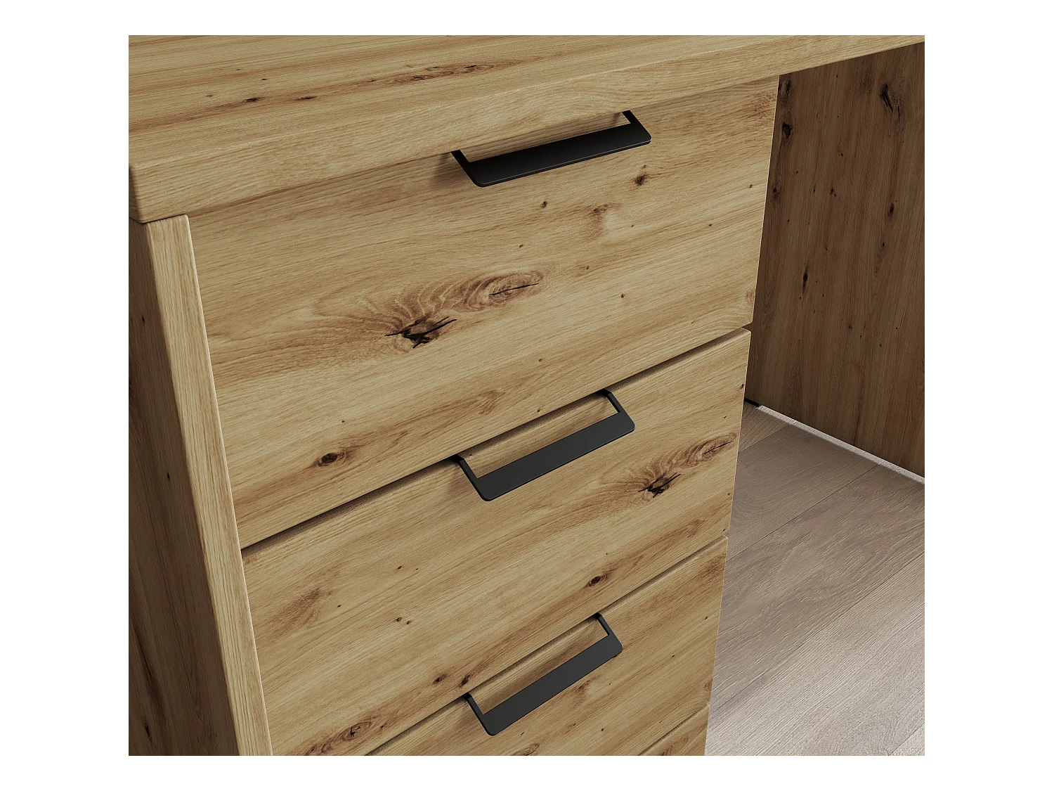 Bureau AROLD – 120 ou 140cm – Blanc mat ou bois Naturel-Beige-Largeur 120 cm