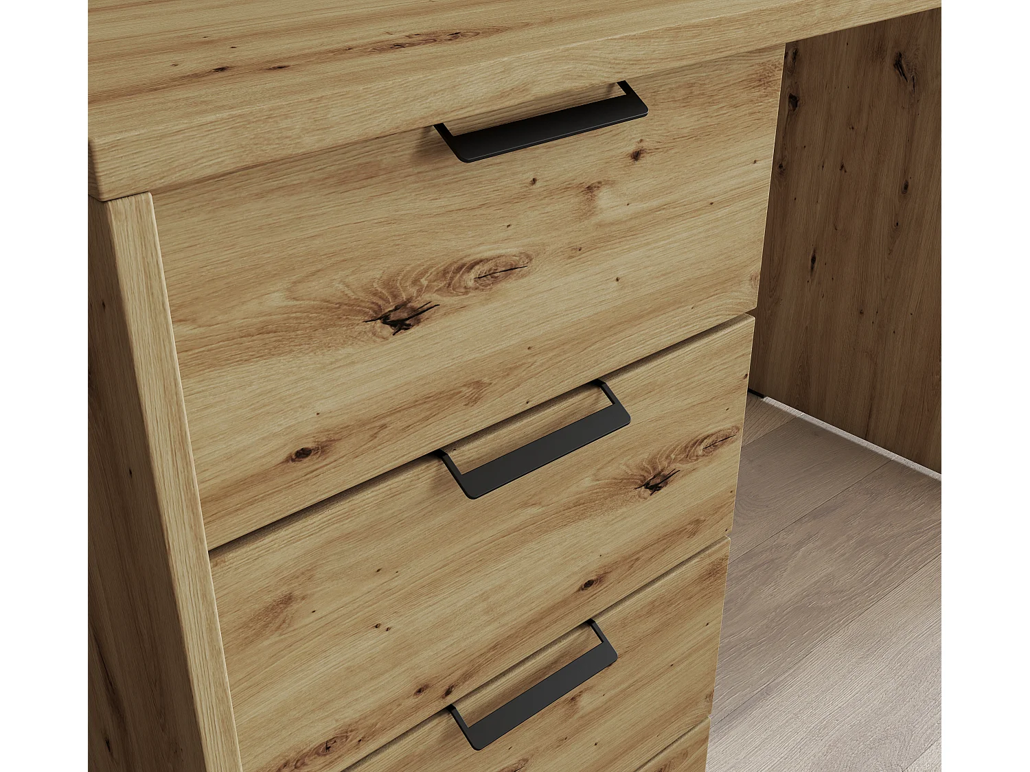 Bureau AROLD – 120 ou 140cm – Blanc mat ou bois Naturel-Beige-Largeur 120 cm