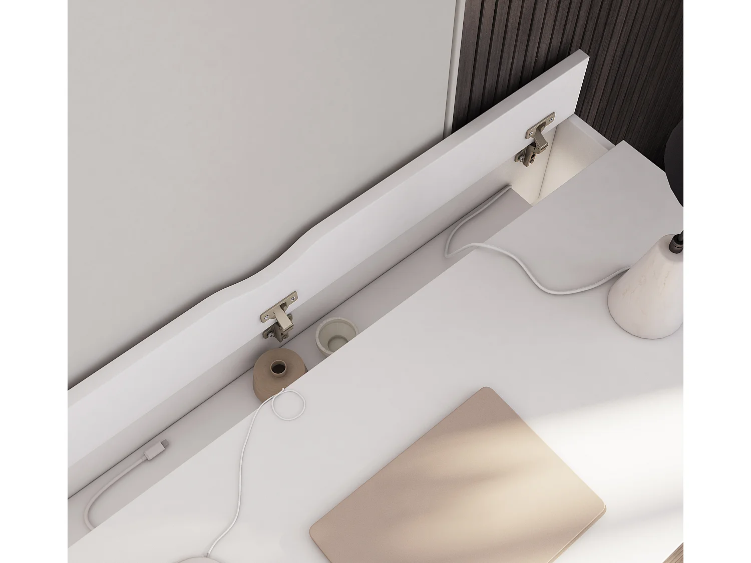 Bureau KAZY – 120 ou 140cm – Blanc ou Noir Mat-Blanc-Largeur 140 cm