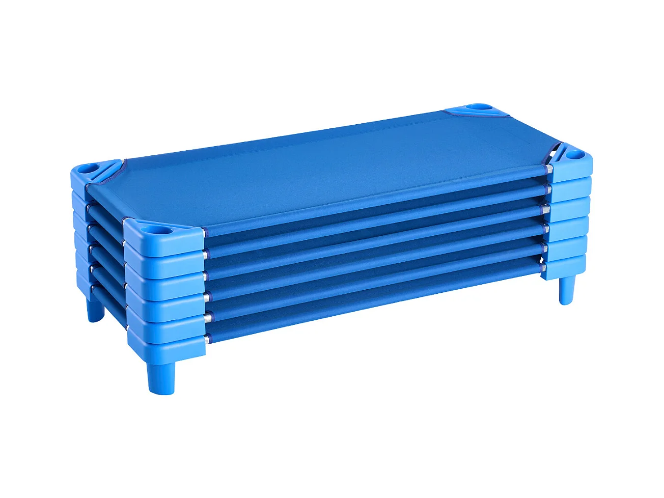 Letto per Bambino SucceBuy Pileabile, 132 x 58 cm, Blu, In Lotto da 6, per Asili Nido, Scuole Materne e Aule Scolastiche