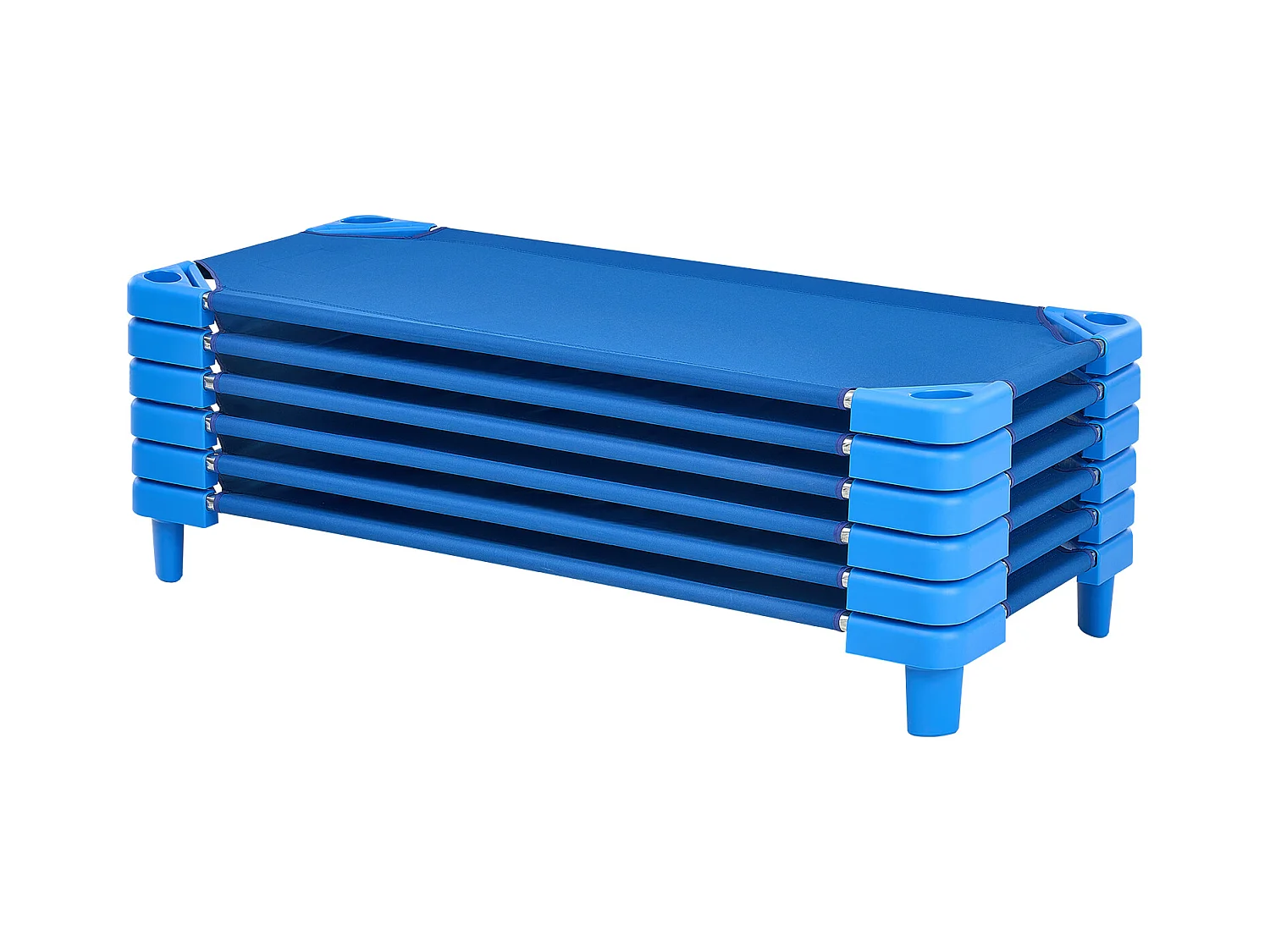 Letto per Bambino SucceBuy Pileabile, 132 x 58 cm, Blu, In Lotto da 6, per Asili Nido, Scuole Materne e Aule Scolastiche