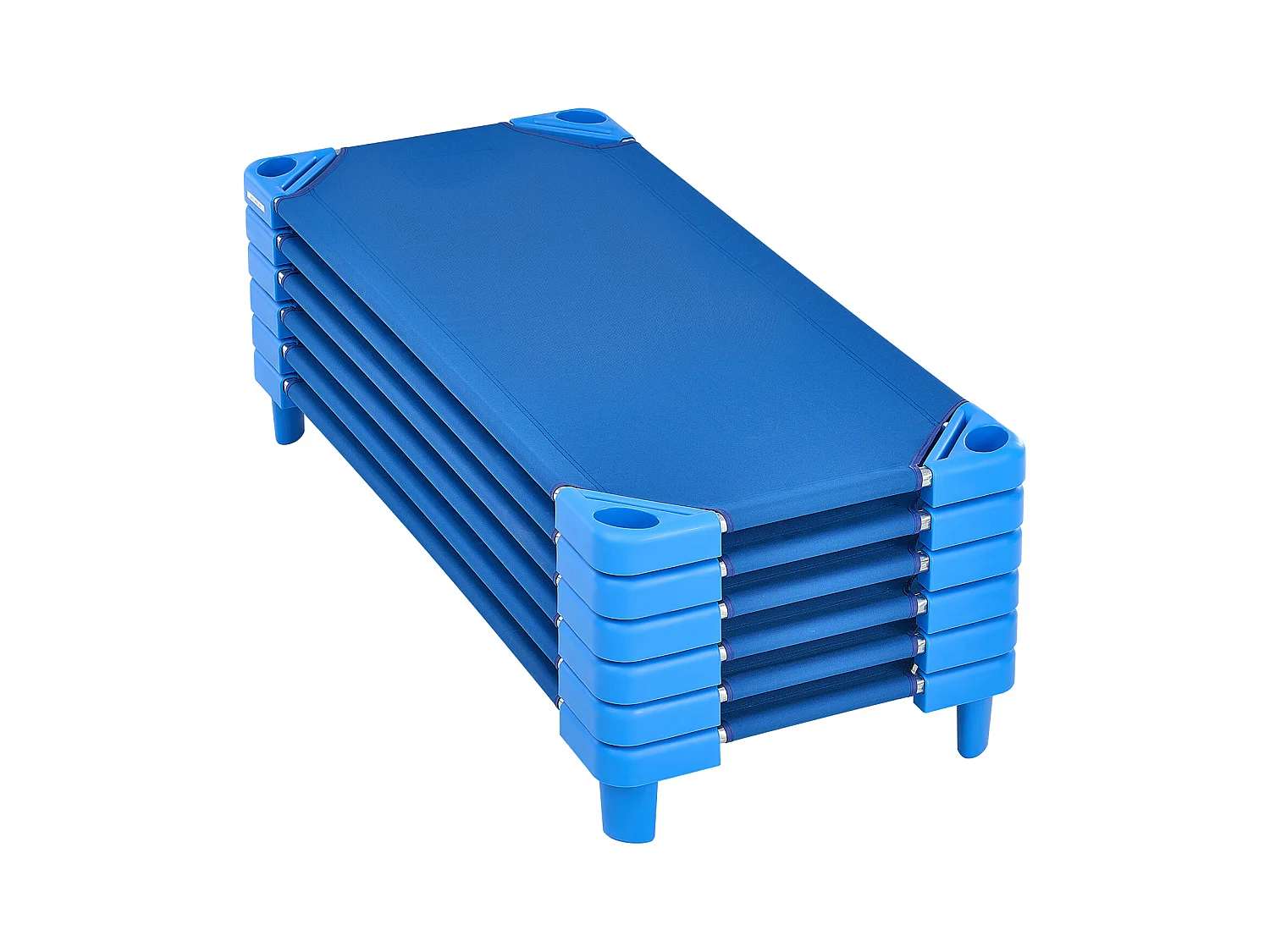 Letto per Bambino SucceBuy Pileabile, 132 x 58 cm, Blu, In Lotto da 6, per Asili Nido, Scuole Materne e Aule Scolastiche