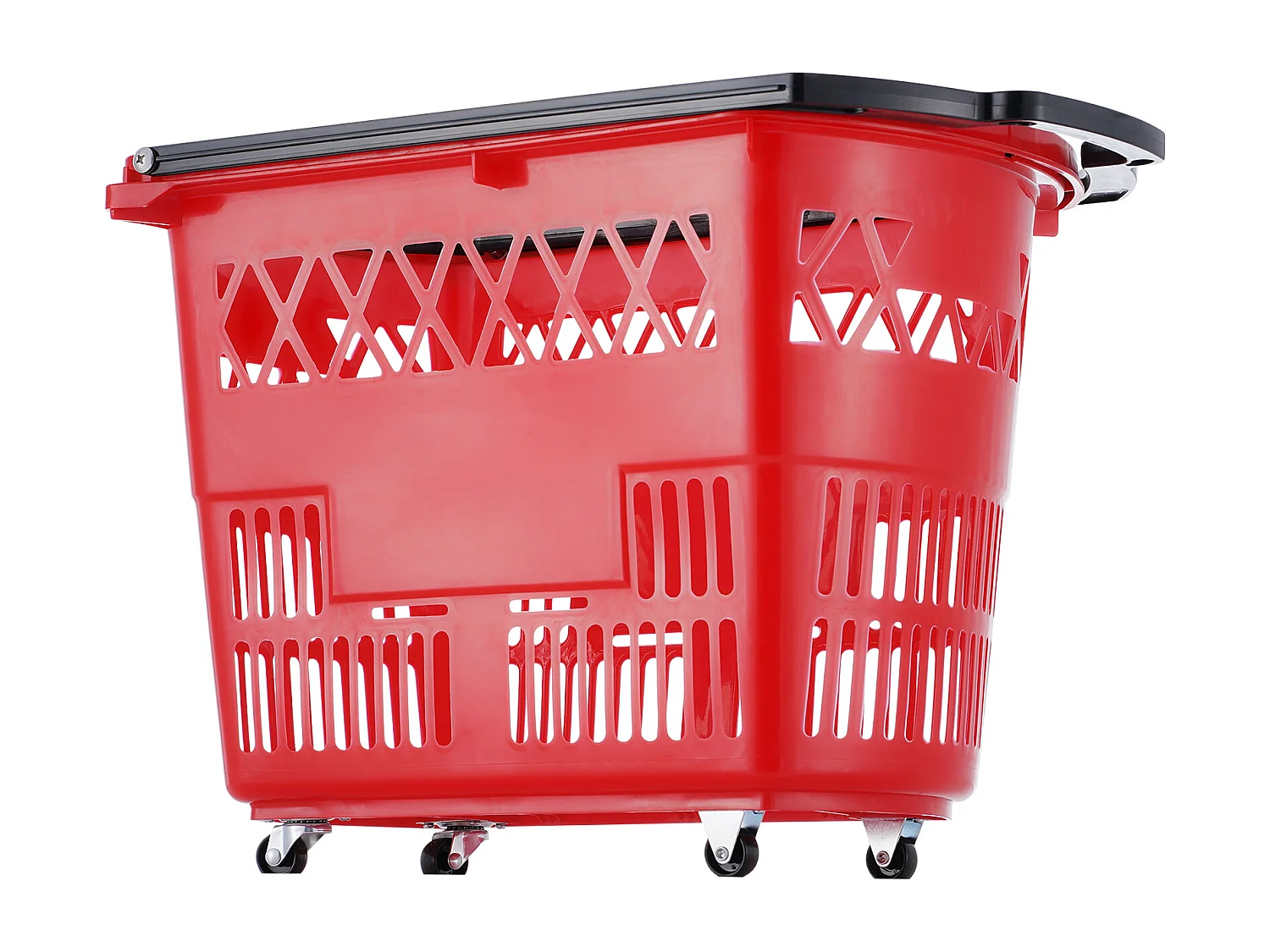 Koszyki SucceBuy z Plastiku, Set z 6 Sztuk, 39 L, z Uchwytem i Kółkami, Czerwone