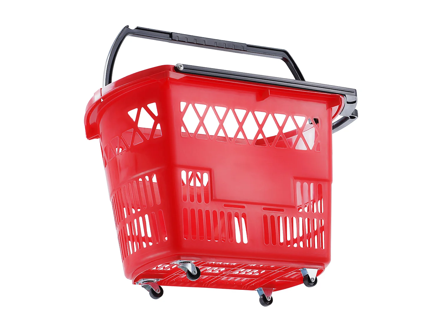 Koszyki SucceBuy z Plastiku, Set z 6 Sztuk, 39 L, z Uchwytem i Kółkami, Czerwone