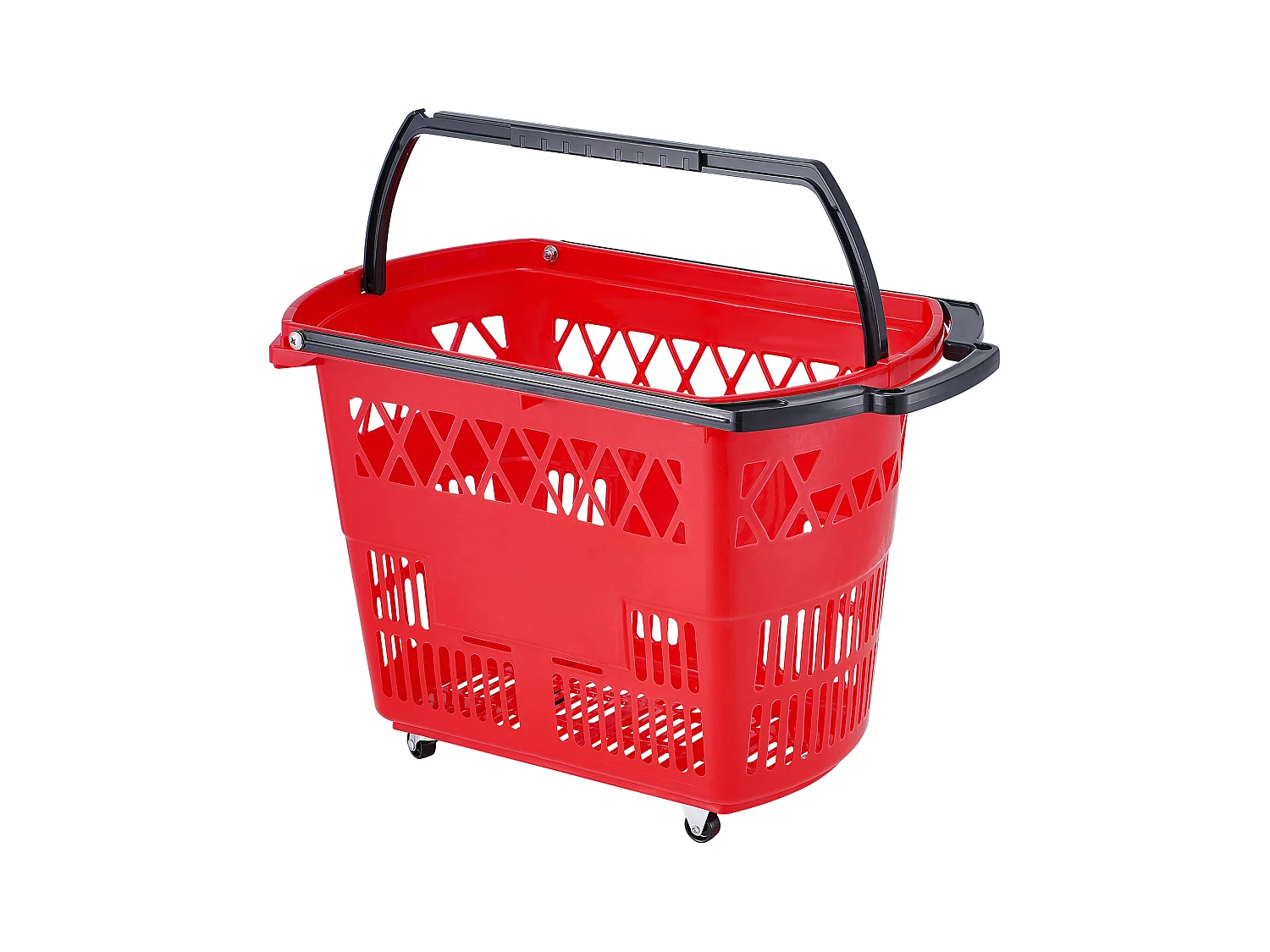 Plastikkorben SucceBuy, Set von 6, 39 L, mit Henkel und Rädern, Rot