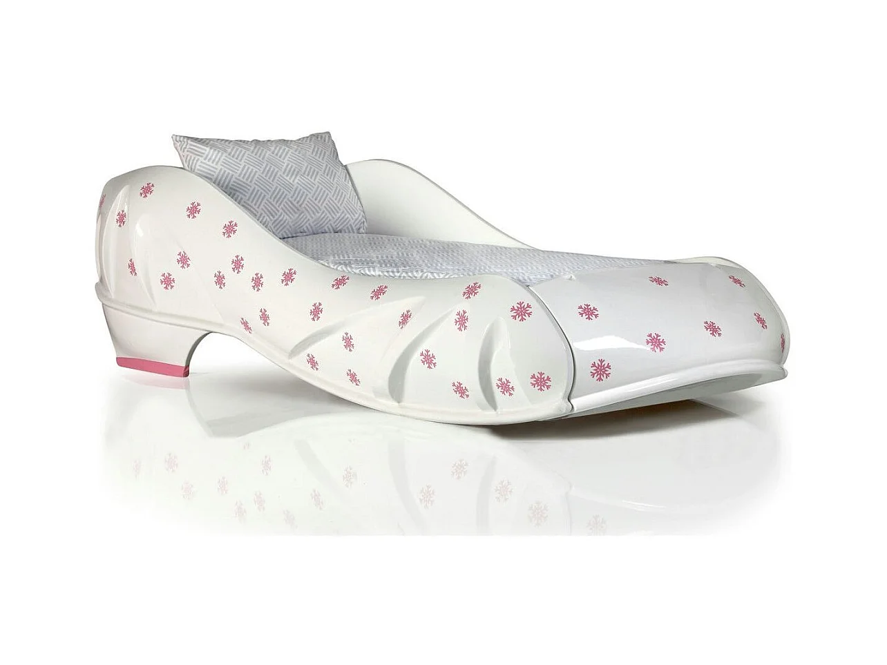Lit chaussure blanc flocon rose 90x190