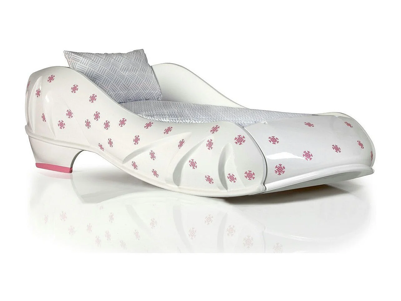 Lit chaussure blanc flocon rose 90x190