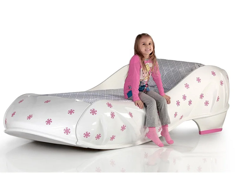 Lit chaussure blanc flocon rose 90x190