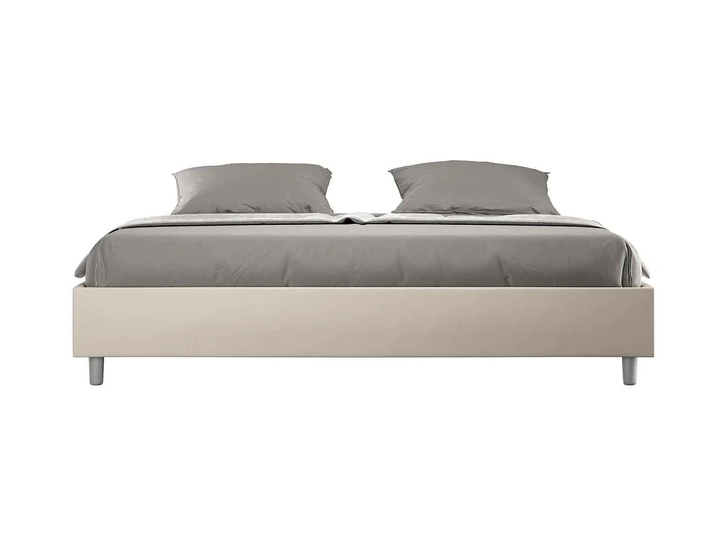 Estructura de cama de madera Borra-Color Beige claro-Ropa de cama 180x200 cm