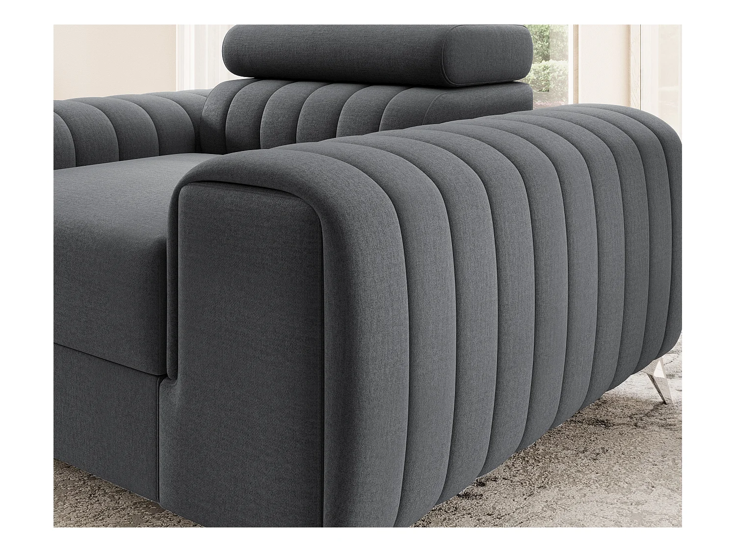 LOZA fluwelen fauteuil - Comfort en modern design-Kleur Houtskool grijs