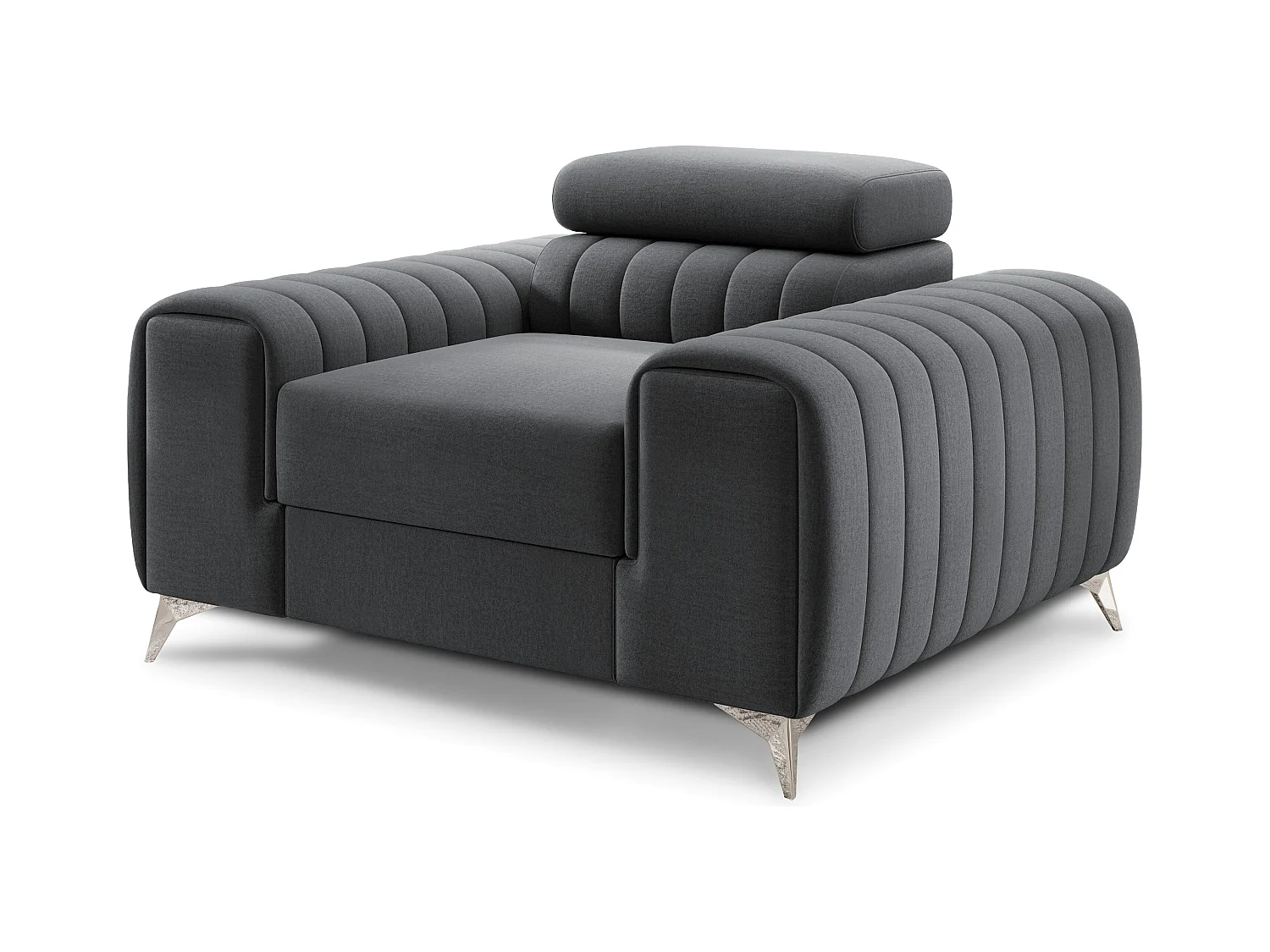 Fauteuil velours LOZA - Confort et design moderne-Gris anthracite