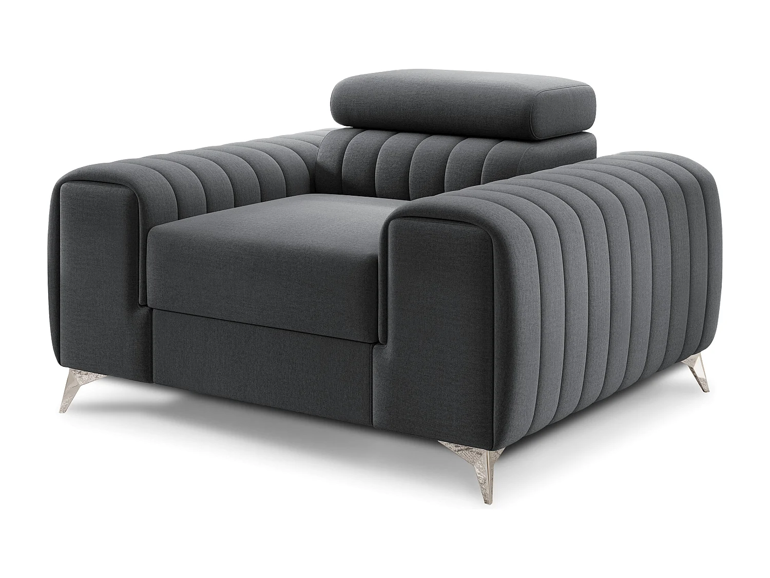 Fauteuil velours LOZA - Confort et design moderne-Gris anthracite
