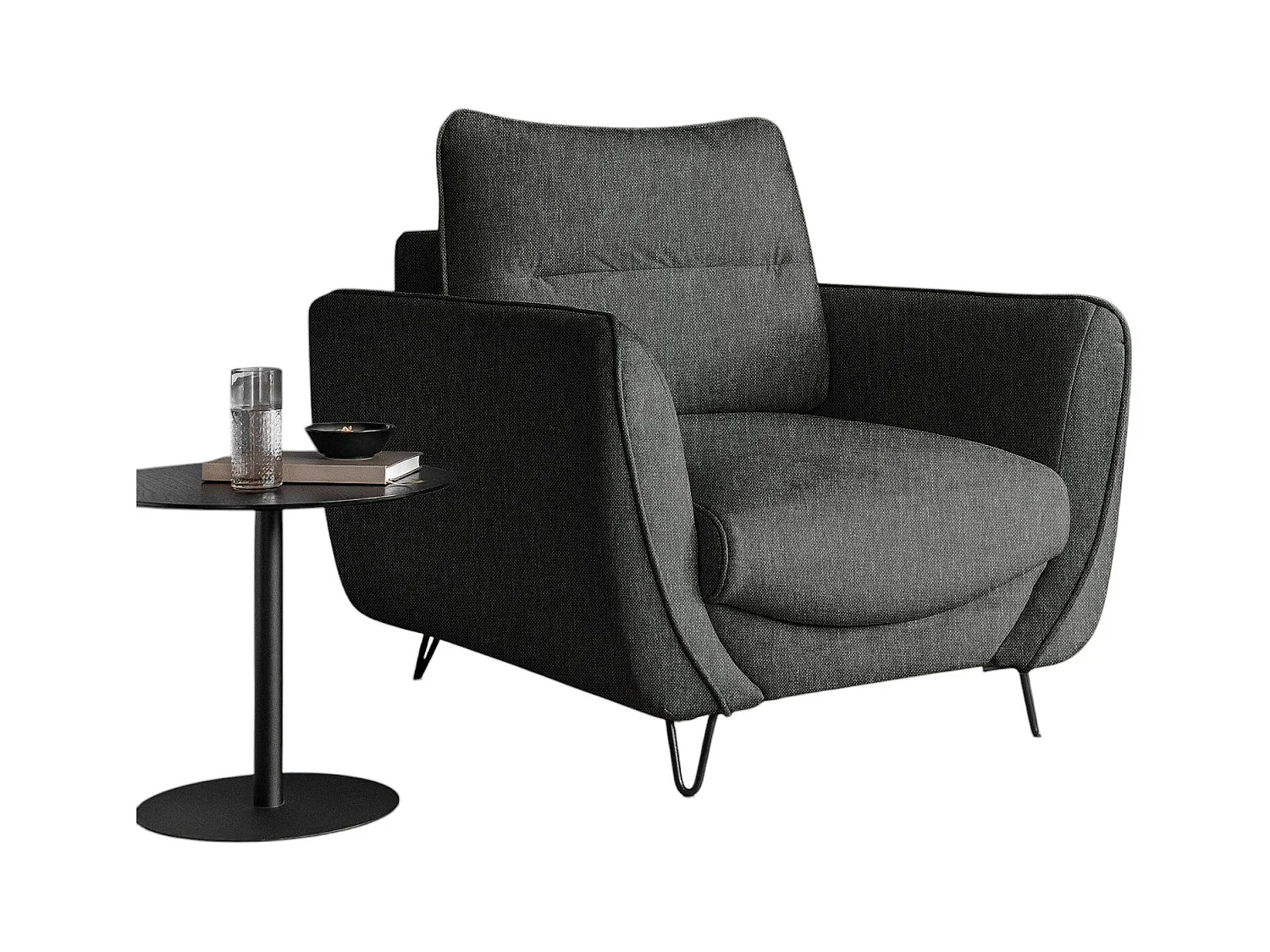 Fauteuil en tissu ZURIK – Élégance italienne et confort durable-Gris