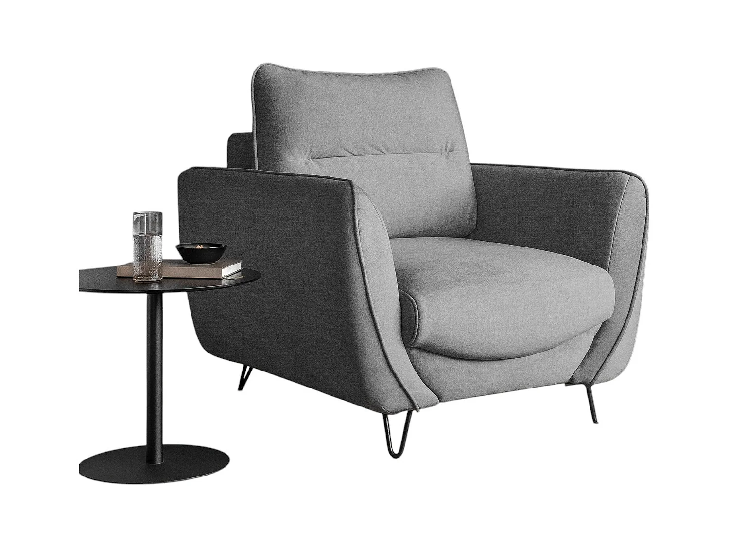 Fauteuil en velours ZURIK – Confort et style intemporel-Gris clair