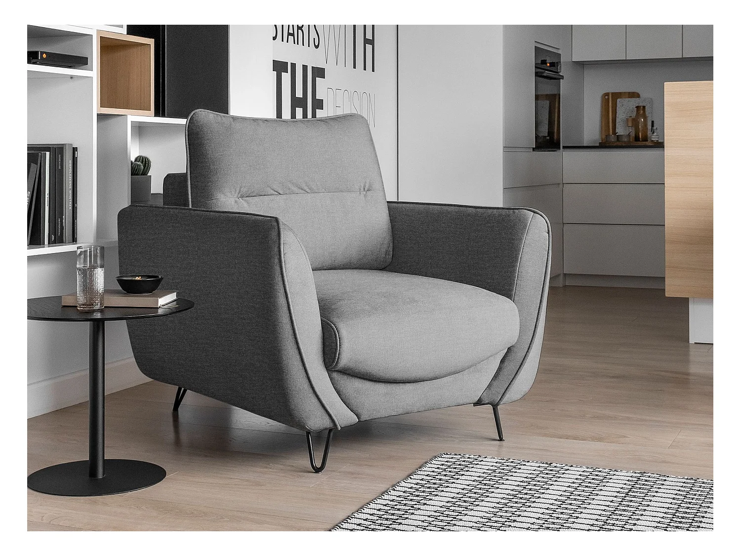 Fauteuil en velours ZURIK – Confort et style intemporel-Gris clair
