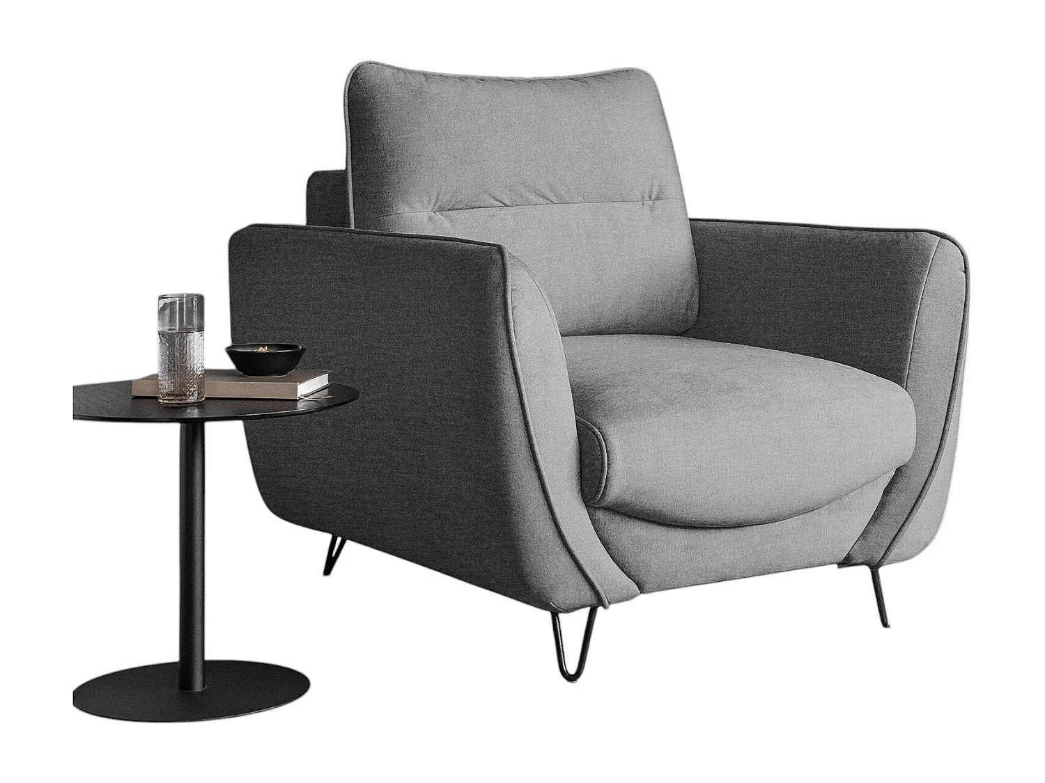 Fauteuil en velours ZURIK – Confort et style intemporel-Gris clair
