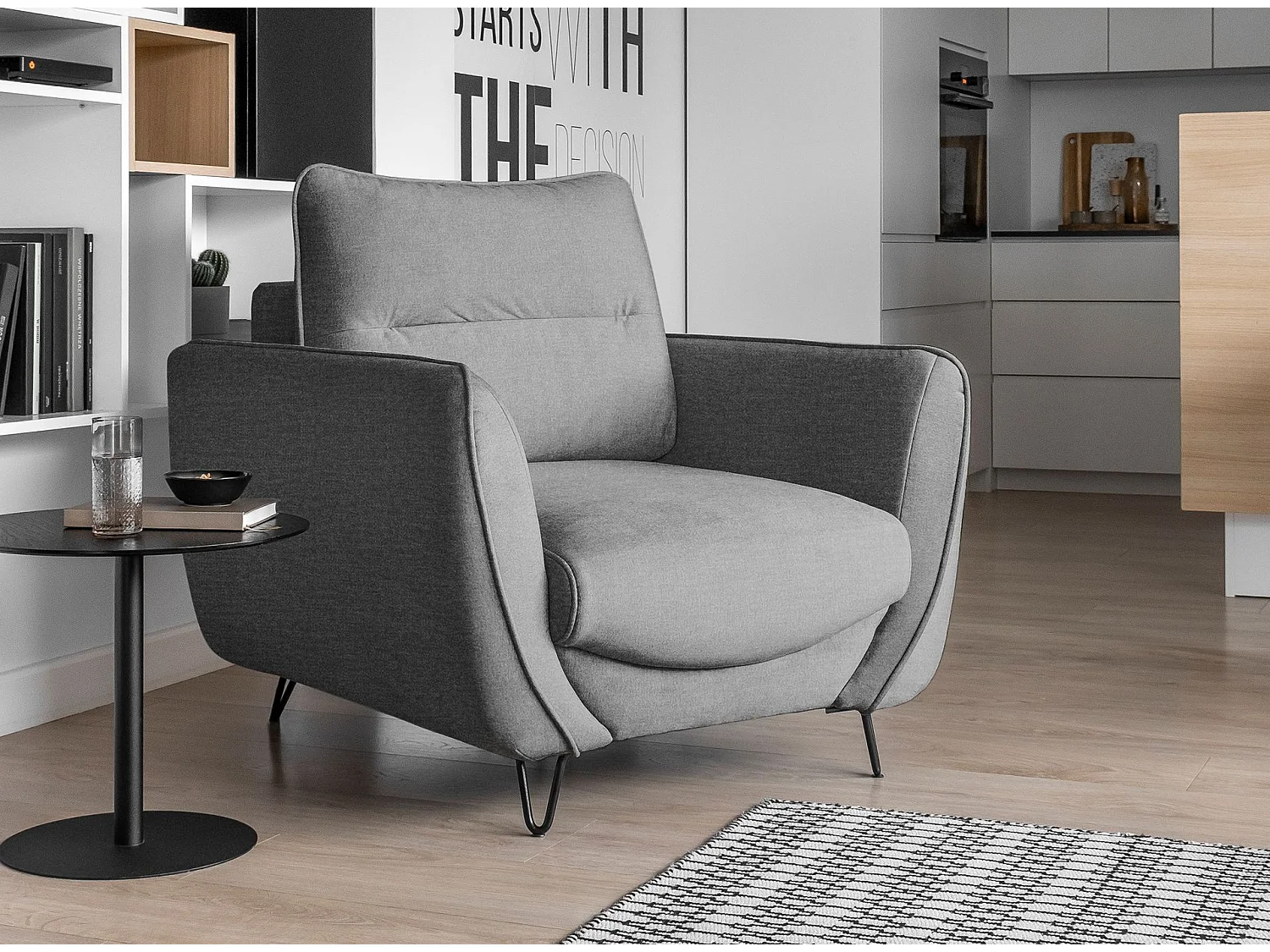 Fauteuil en velours ZURIK – Confort et style intemporel-Gris clair