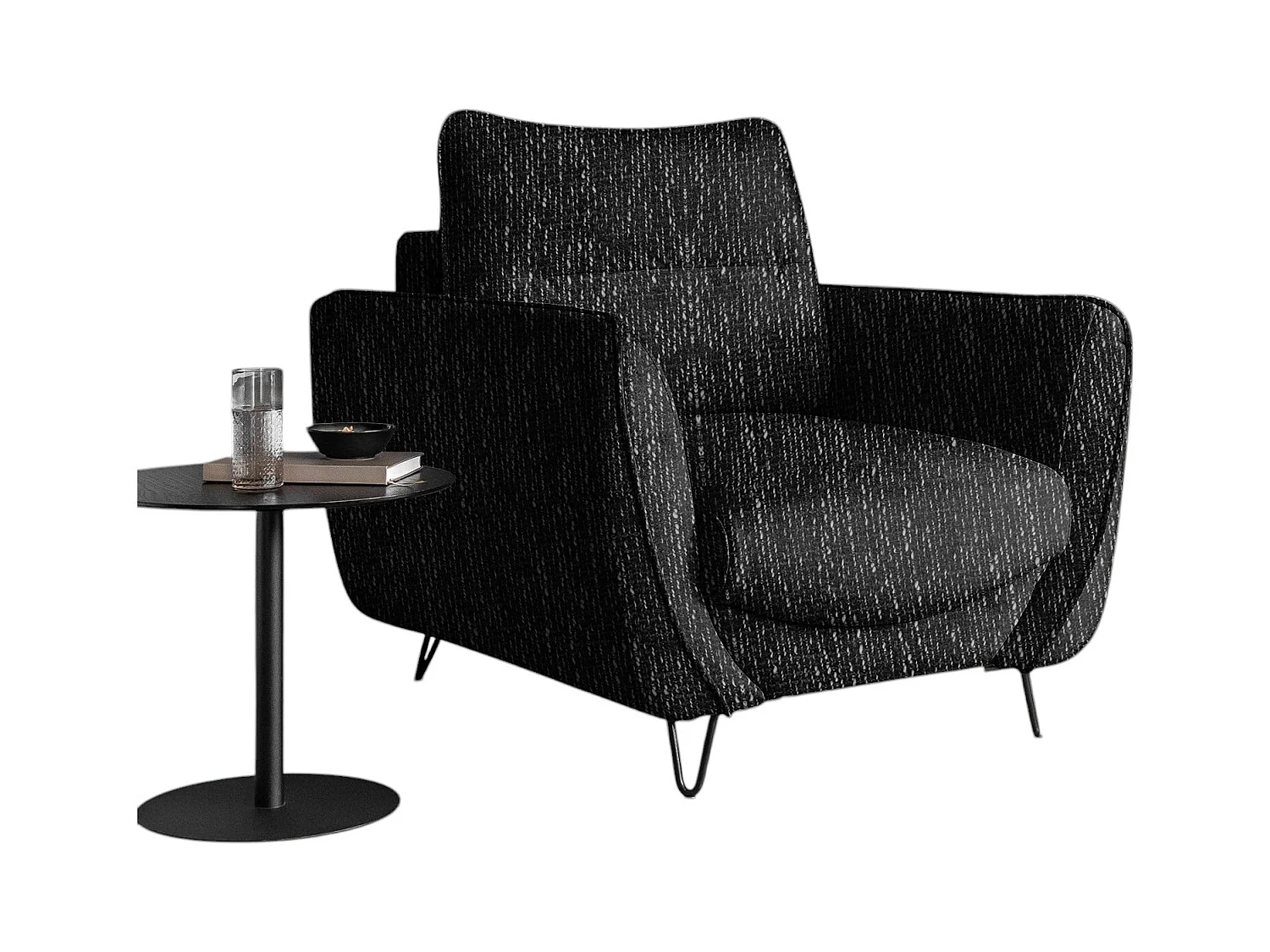 Fauteuil en tissu ZURIK – Élégance italienne et confort durable-Noir chiné