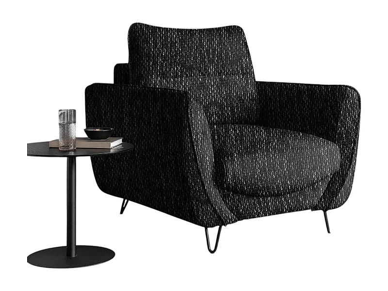 Fauteuil en tissu ZURIK – Élégance italienne et confort durable-Noir chiné
