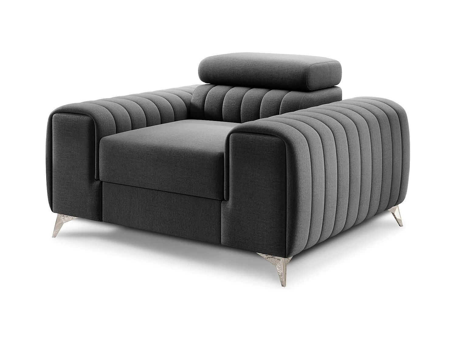 Fauteuil velours LOZA - Confort et design moderne-Gris foncé