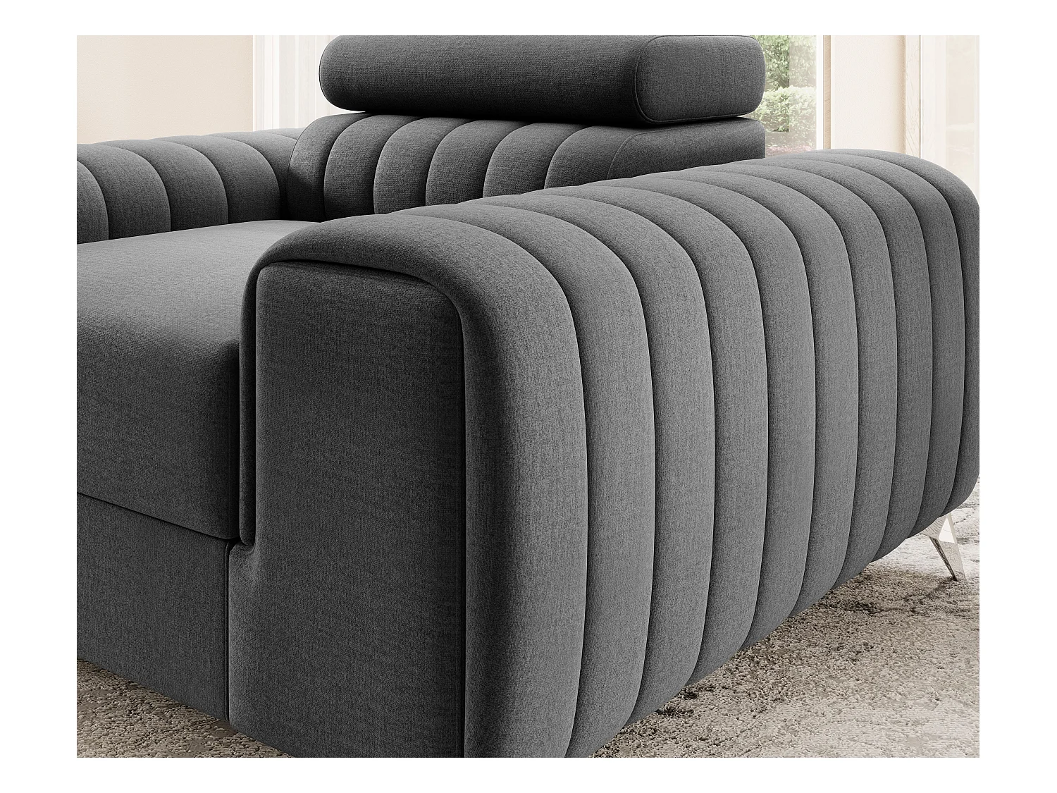 Fauteuil velours LOZA - Confort et design moderne-Gris foncé