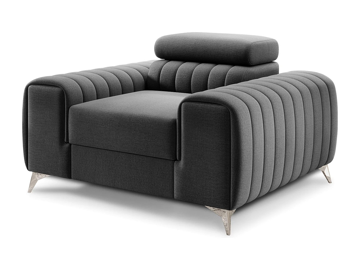 Fauteuil velours LOZA - Confort et design moderne-Gris foncé