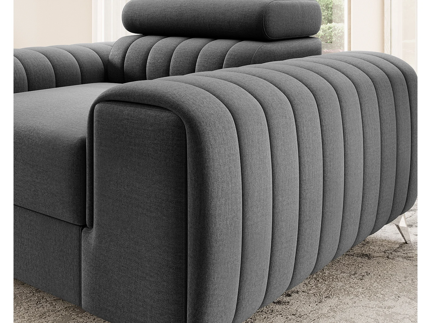 Fauteuil velours LOZA - Confort et design moderne-Gris foncé