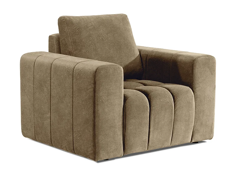 Fauteuil moderne capitonné LARKO tissu-Beige