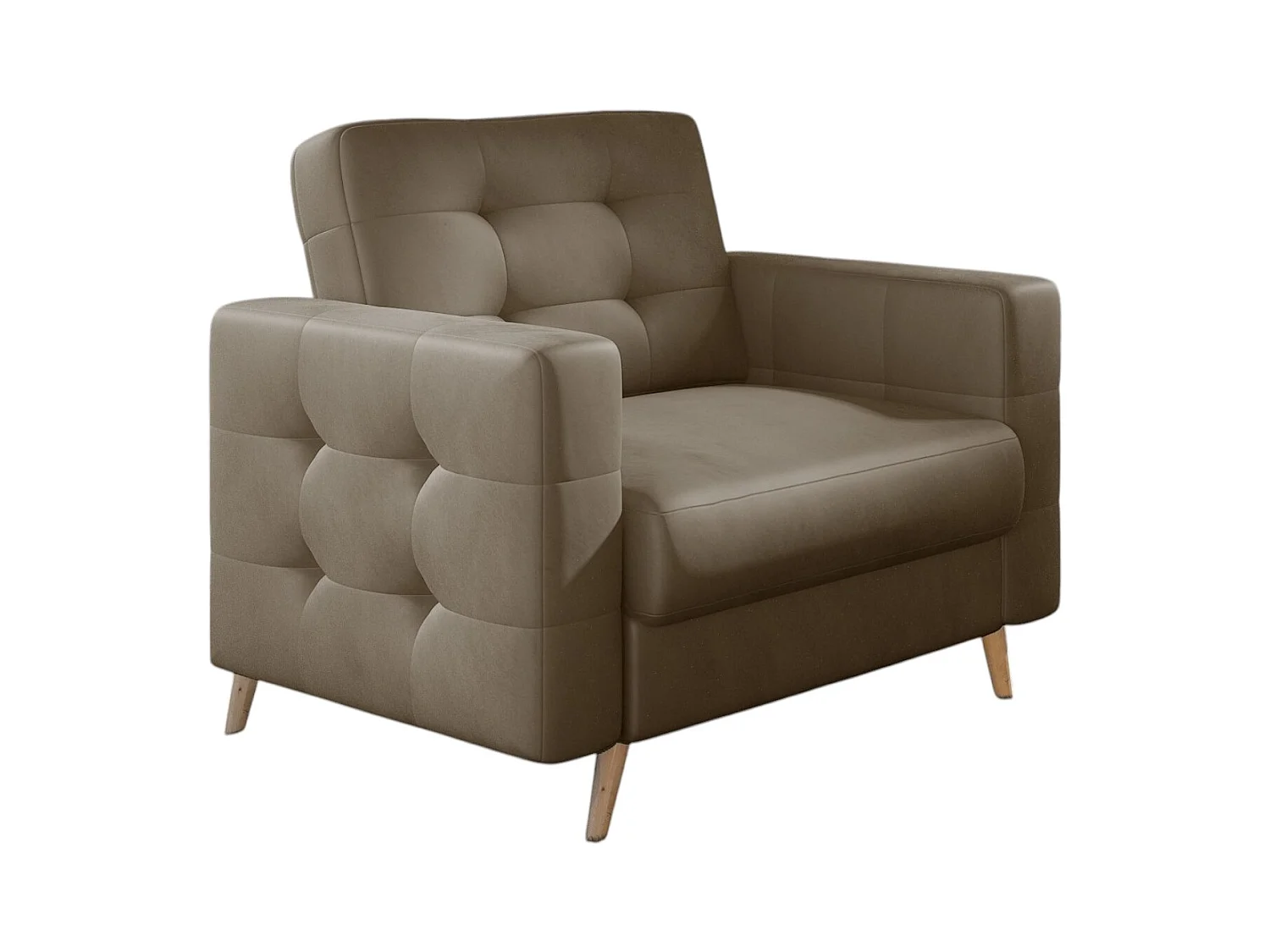 Fauteuil velours ANSKA-Marron clair