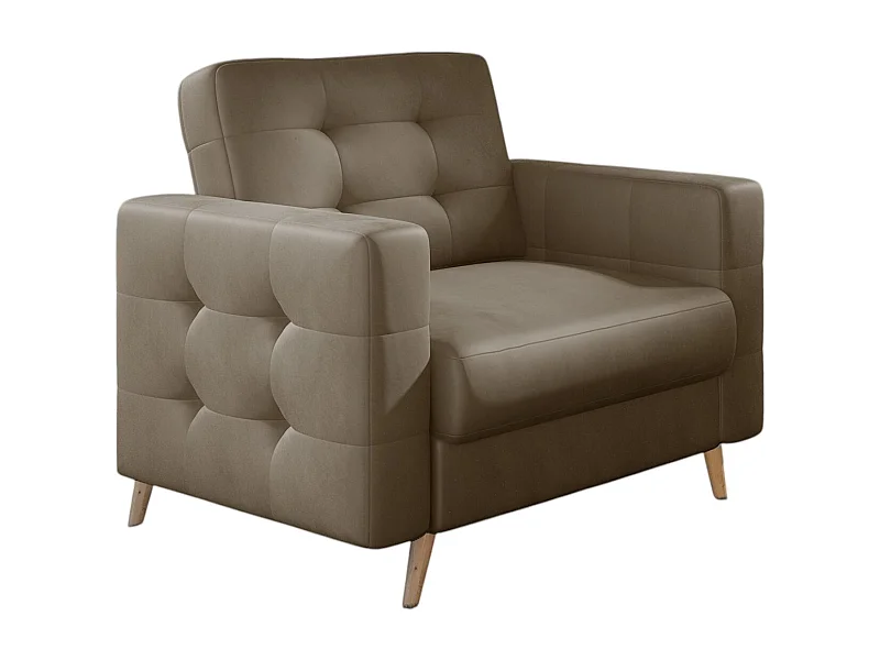 Fauteuil velours ANSKA-Marron clair