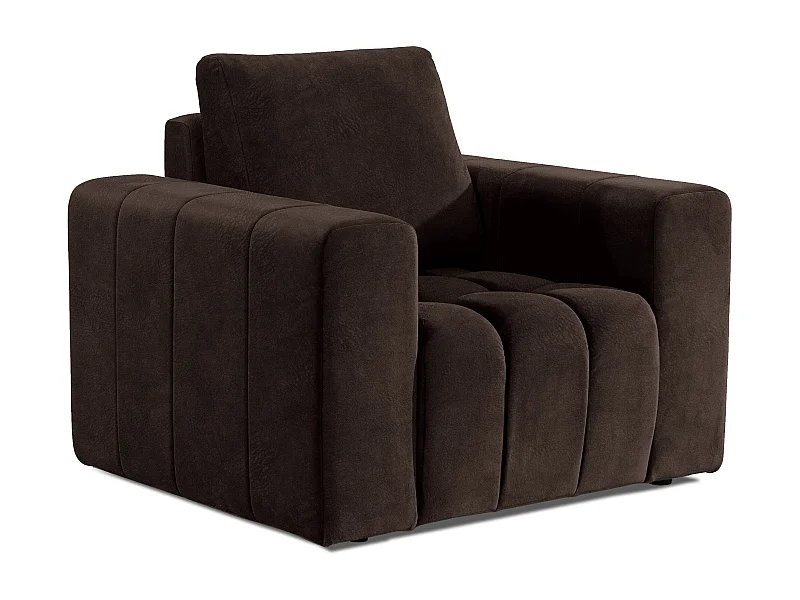 Fauteuil moderne capitonné LARKO tissu-Marron