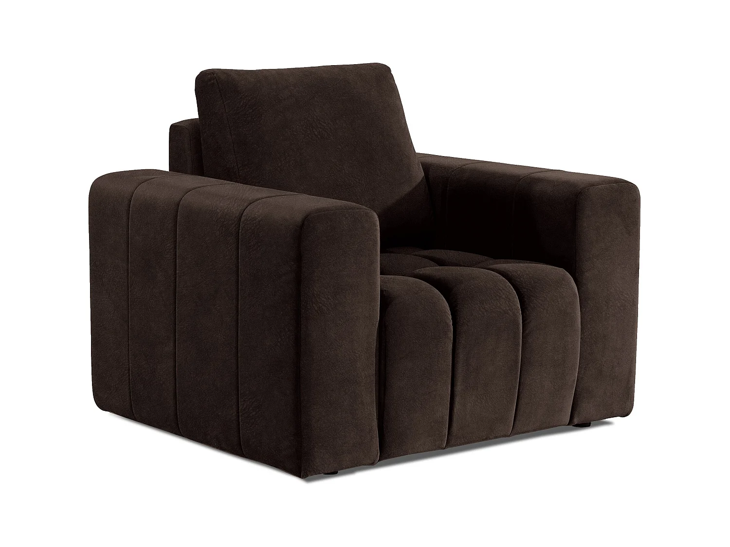 Fauteuil moderne capitonné LARKO tissu-Marron