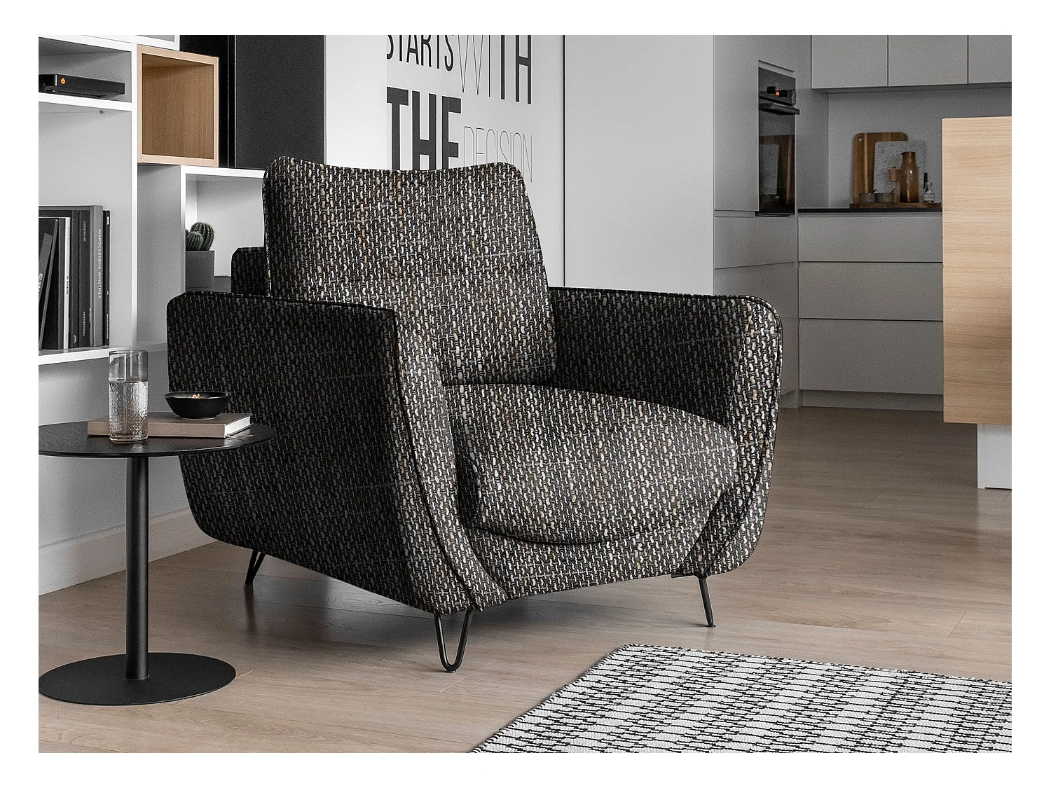 ZURIK stoffen fauteuil – Italiaanse elegantie en duurzaam comfort-Kleur Heide grijs